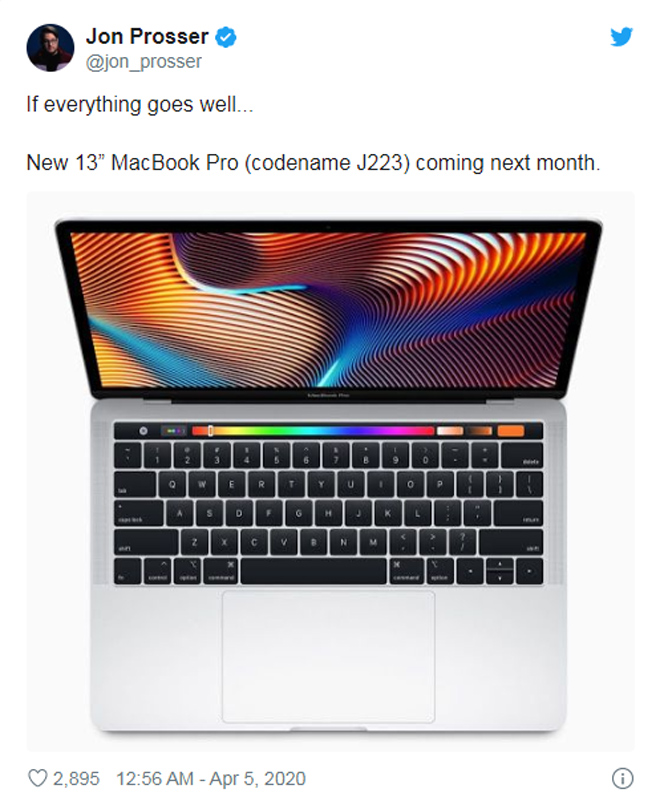 Apple sẽ tung MacBook Pro 13 inch 2020 vào tháng 5